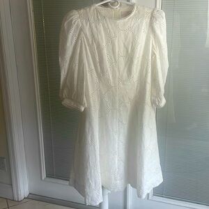 Rachel Parcell balloon sleeve eyelet short dress white size S. Beautiful 😍